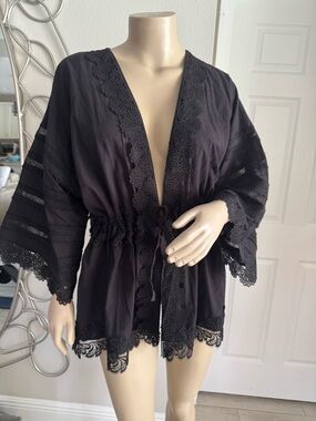 Waimari Black Lace Trim Coverup